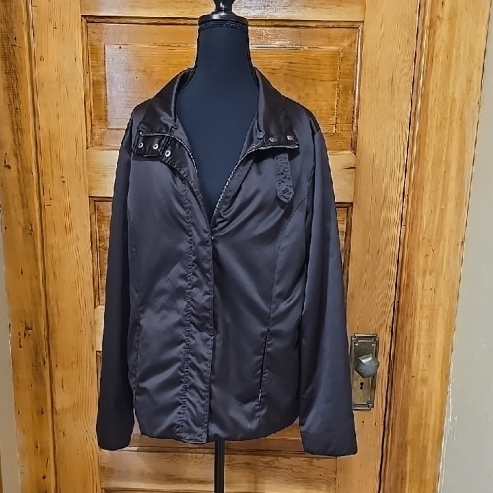 Mossimo Supply Co Retro Black Satin Bomber Jacket L